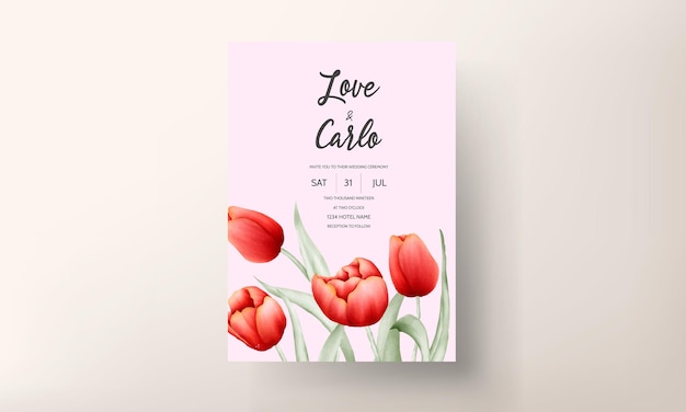 Vector romantic tulip flower wedding invitation card