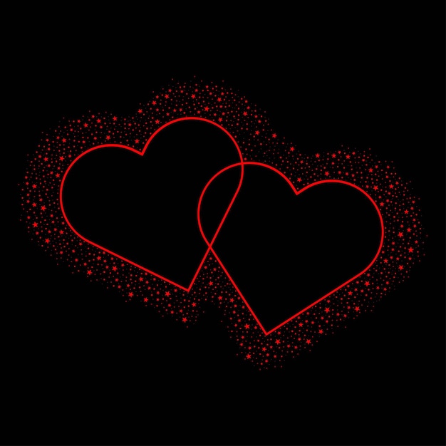 Vector romantic valentine couple love heart with sparkling glitter stars