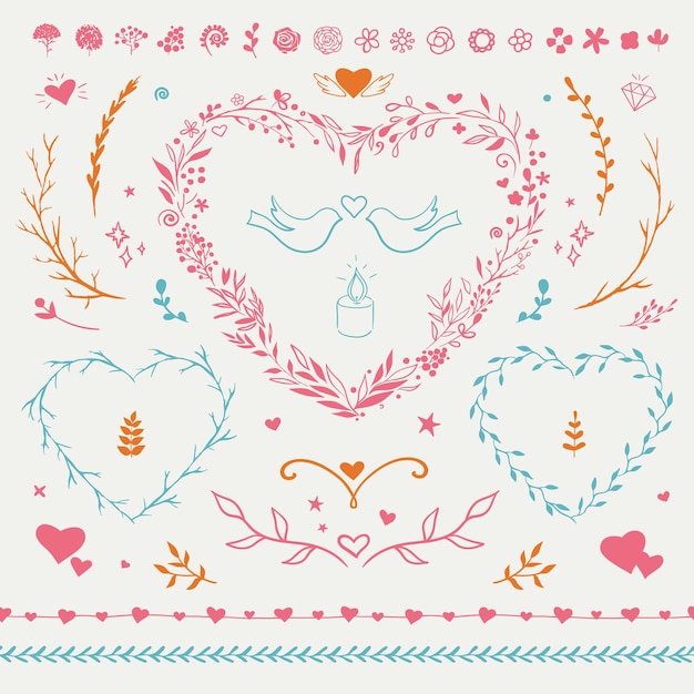 Vector romantic valentine day set