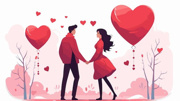 Romantic Valentines Day Cartoon Vector Illustration