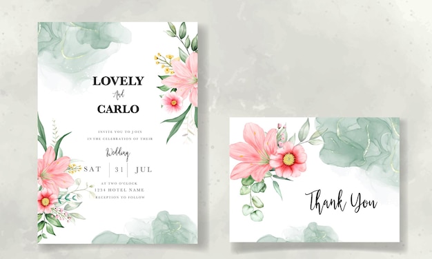 romantic watercolor floral wedding invitation template