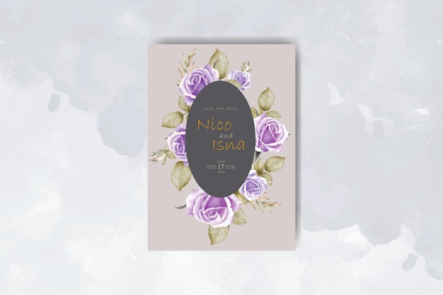 romantic watercolor wedding invitation card and menu template