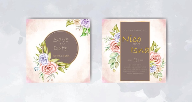 romantic watercolor wedding invitation and menu template