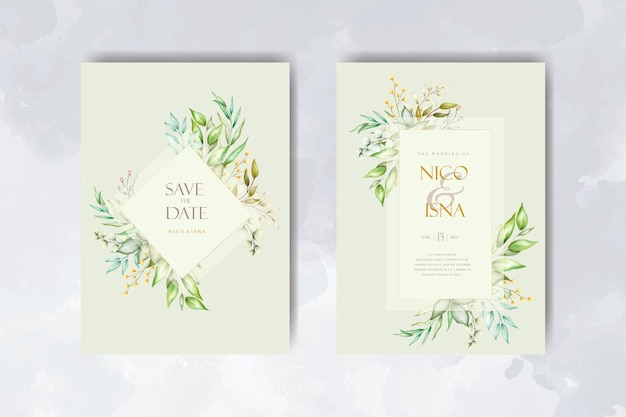 romantic watercolor wedding invitation and menu template