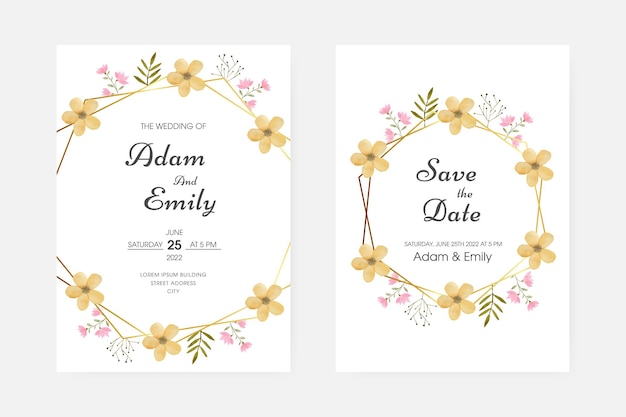 Romantic watercolor wedding invitation