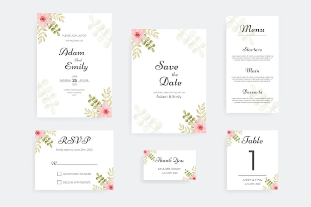 Romantic watercolor wedding invitation