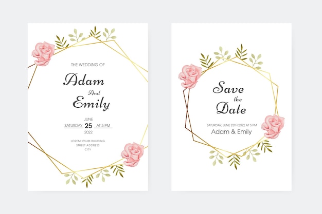 Romantic watercolor wedding invitation