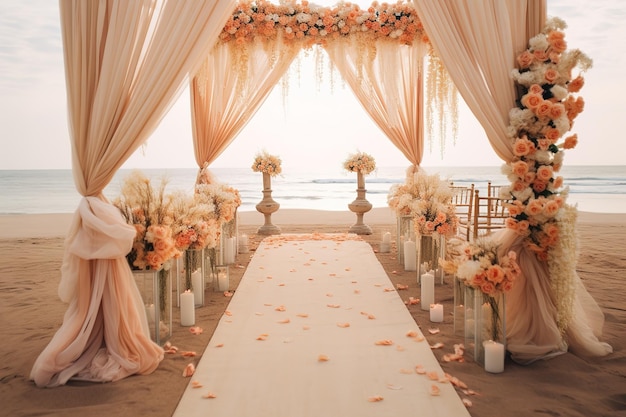 Romantic wedding ceremony on the beach