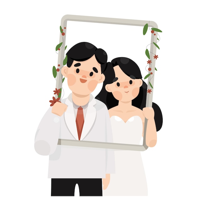 Romantic Wedding Couple Ilustration