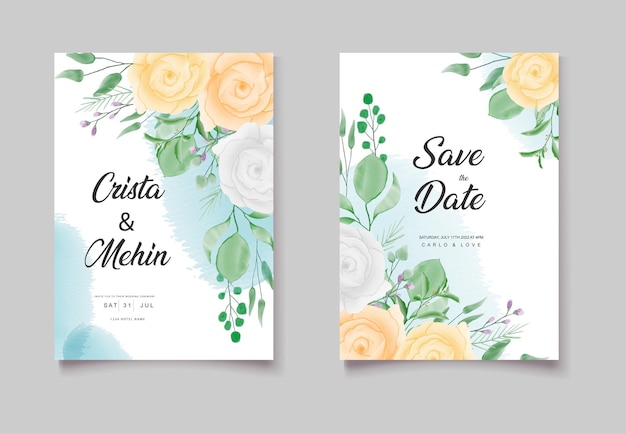 romantic wedding invitaion floral card set