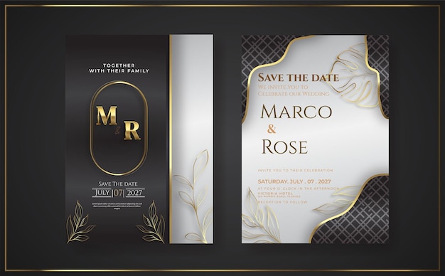 Romantic wedding invitation template with luxury style