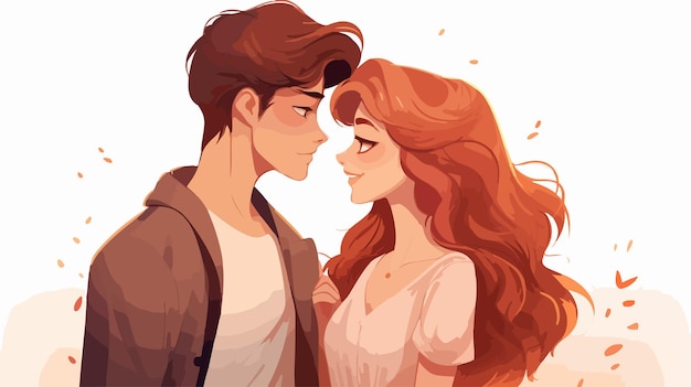 Romantic Young Couple Cartoon Vector Illustration