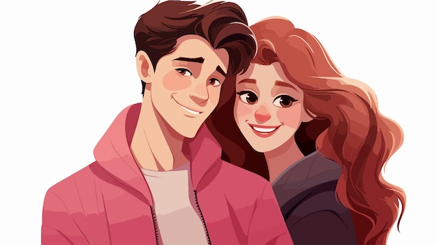 Romantic Young Couple Cartoon Vector Illustration