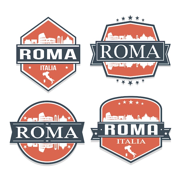 Rome Italy Set of Travel and Business Stamp Designs