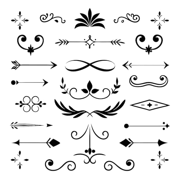 Vector rome style calligraphic design elements ornate dividers and headpieces set