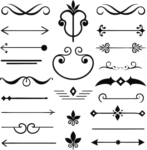 Vector rome style calligraphic design elements ornate dividers and headpieces set