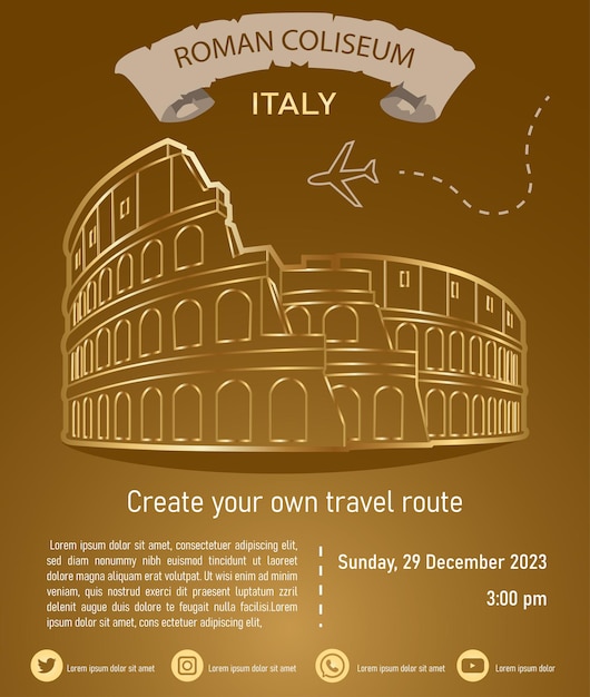 Vector rome tourist route flyer