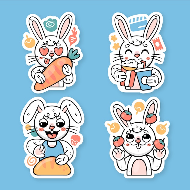 Ronnie the bunny food sticker set