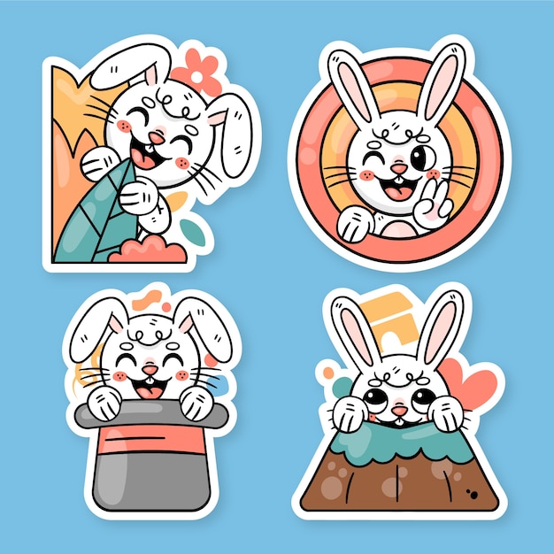 Ronnie the bunny peeking stickers set