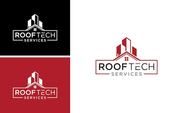 roof home tech logo building apartment vector template