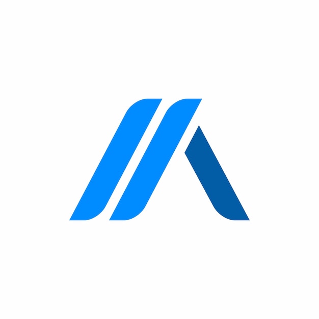 Roof house shape letter M and A with blue colour logo