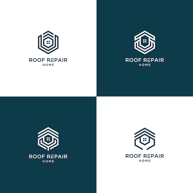 Roof repair home logo collection