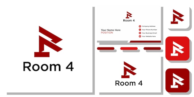 room 4 combination symbol initial number abstract with business card template