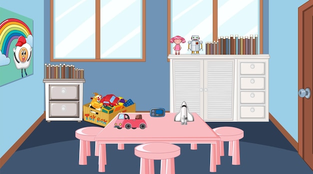 Room with pink table and chairs