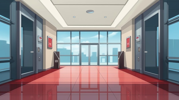 a room with a red floor and a red floor with a red carpet and a red floor