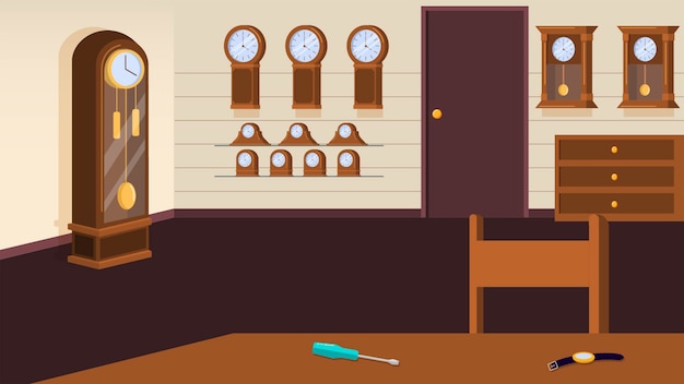 room with watches background vector illustration