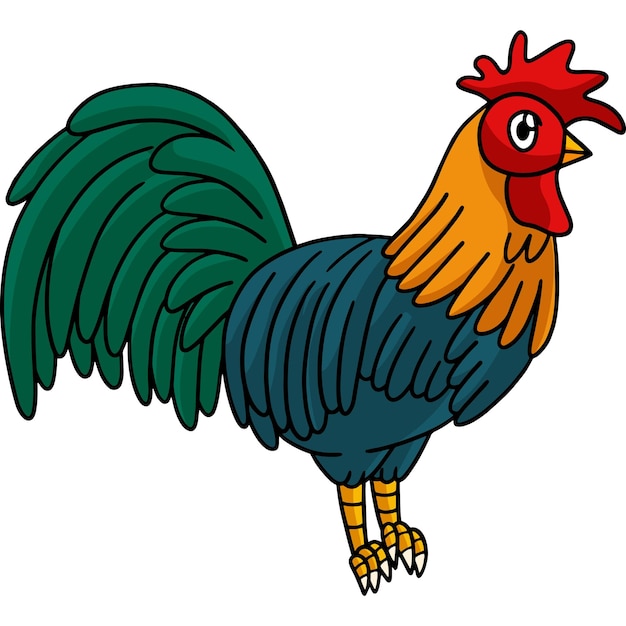 Rooster Animal Cartoon Colored Clipart