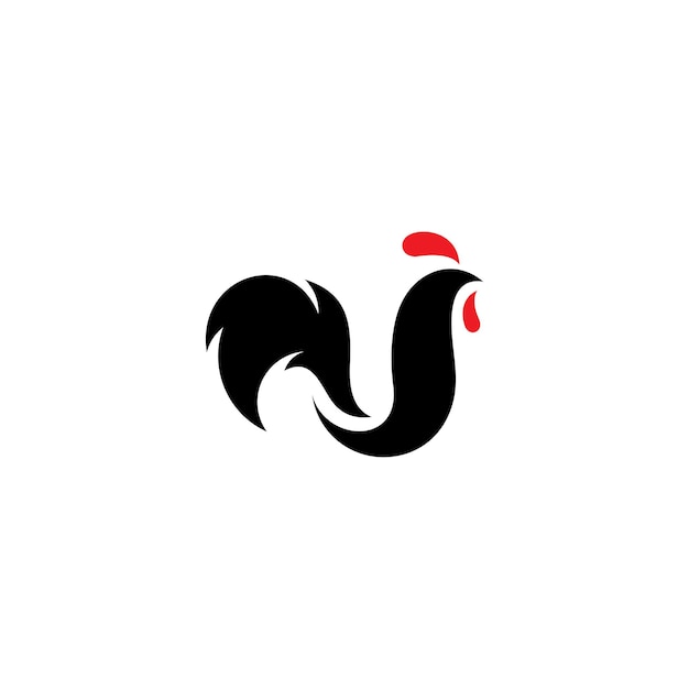 Rooster black flat logo design with simple style