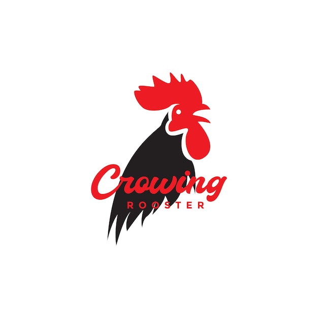 Vector rooster chicken comb crowing cock head poultry logo design vector icon illustration template