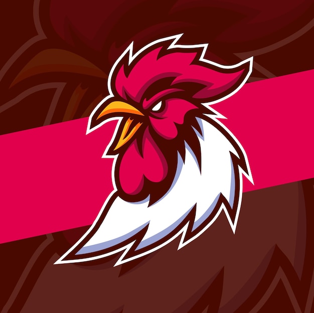 Rooster chicken head mascot logo design for esport sport logo design