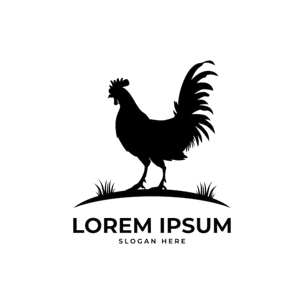 Vector rooster chicken silhouette logo vector