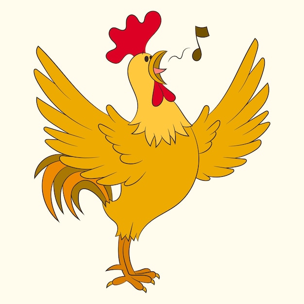 Vector rooster crows singing song poultry farm animals