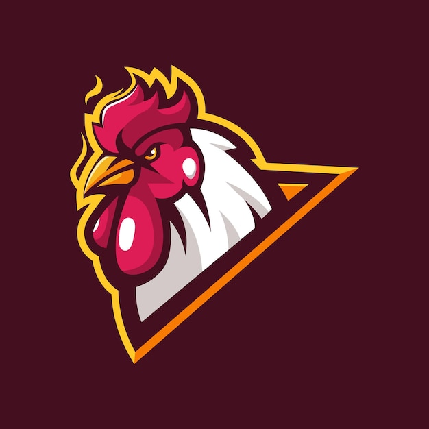 Vector rooster on fire mascot logo design