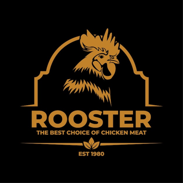 Vector rooster gold and black luxurious badge emblem logo