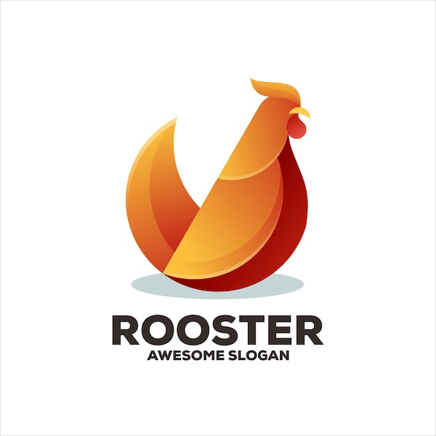 Vector rooster gradient colorful logo