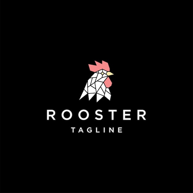 Rooster head geometric logo vector icon design template