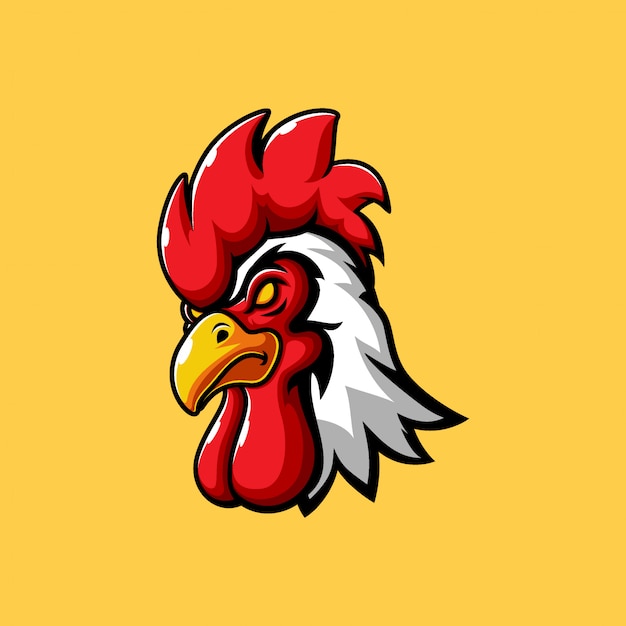 Rooster head mascot logo