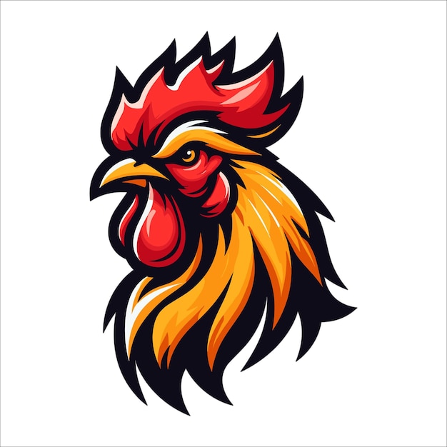 Rooster head mascot vector illustration white background