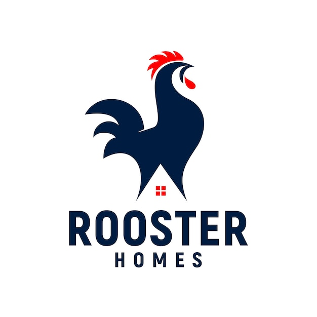 Rooster homes logo inspiration chicken silhouette drawing