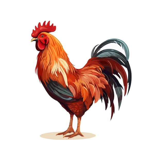 rooster isolated on white background vector illustration