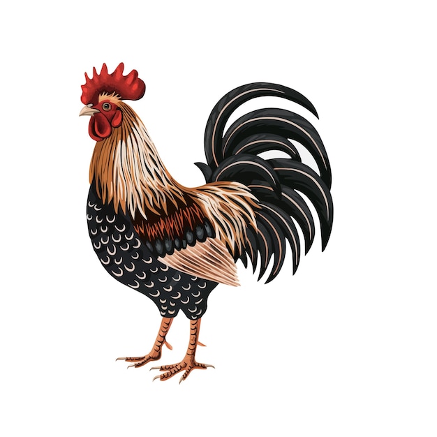 rooster isolated on white background vector illustration