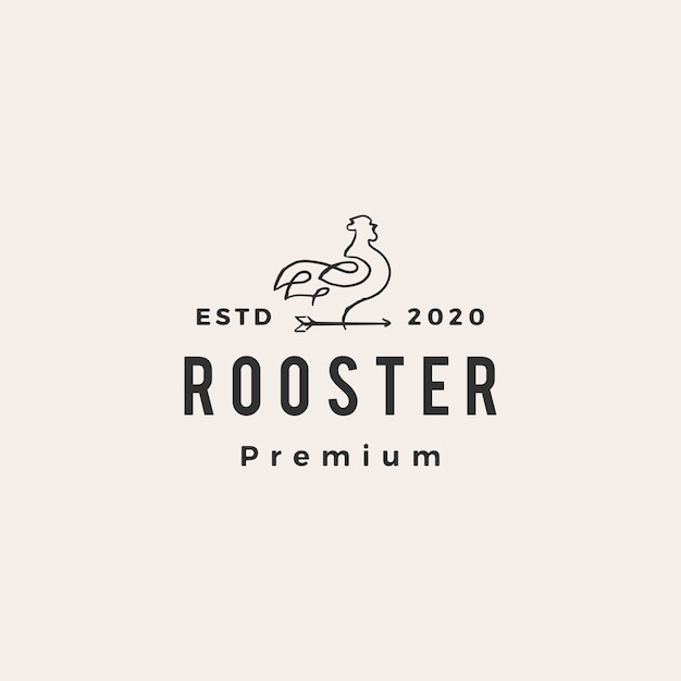 Rooster line arrow hipster vintage logo icon illustration