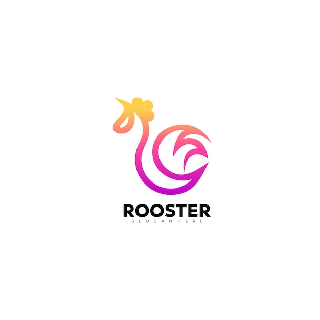 Rooster line art design template logo gradient color