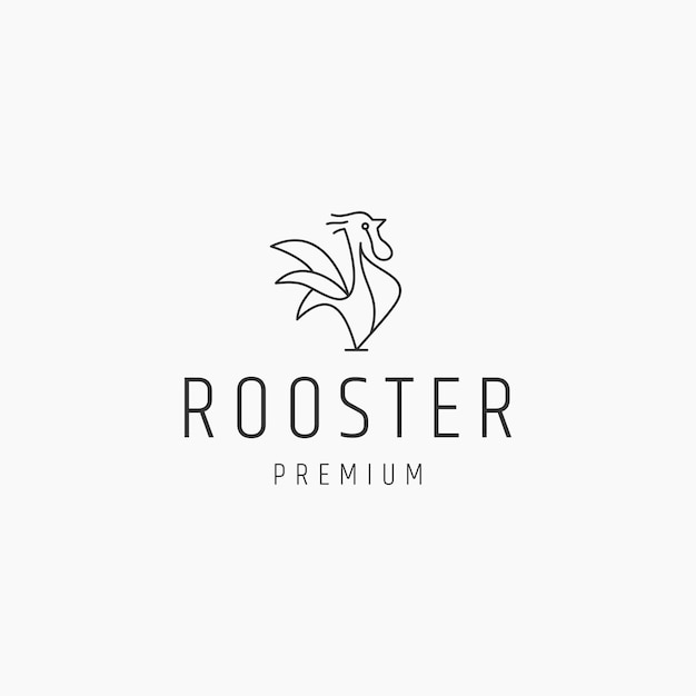 Rooster line art logo icon design template