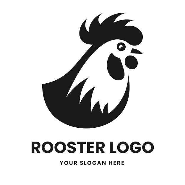 Vector rooster logo vector template emblem symbol head icon design isolated on a white background modern black and white illustration simple minimalistic silhouette design for logo tattoo and tshirt print