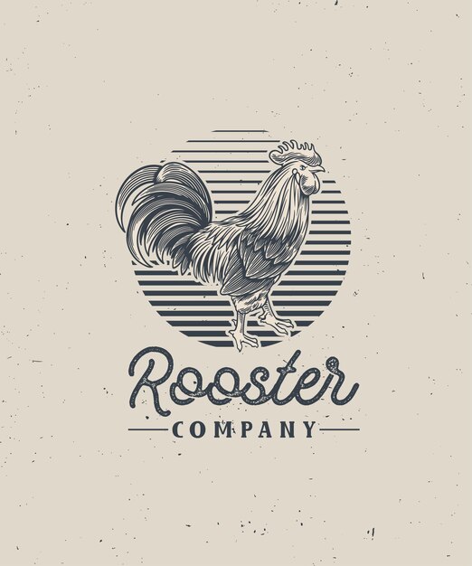 Rooster logo vintage product elements Rooster Vector illustration Butcher Company Black and white